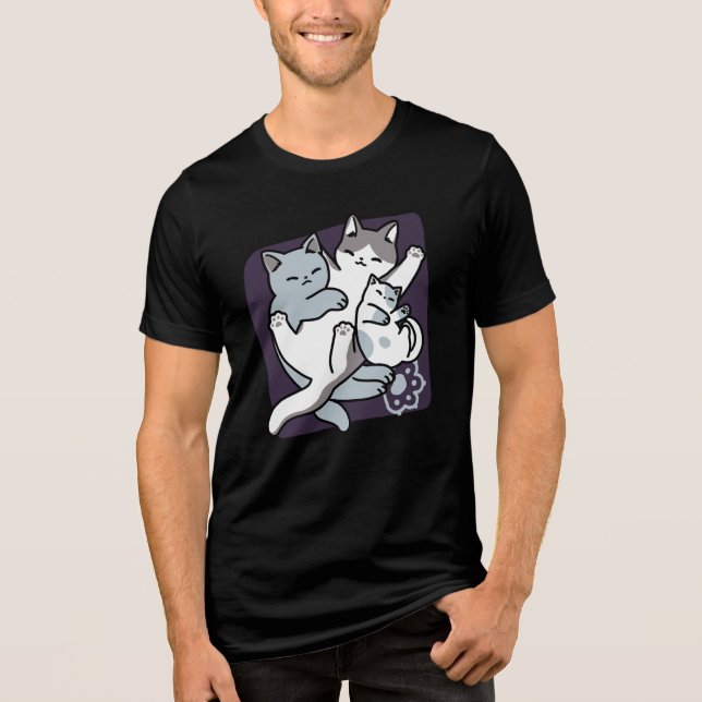 Meow Poung Snuckning - Cute Sleeping Cats T Shirt (Framsida)