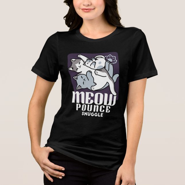 Meow Poung Snuckning - Cute Sleeping Cats T Shirt (Framsida)