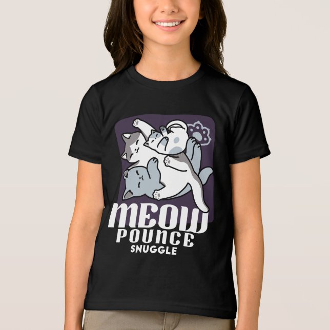 Meow Poung Snuckning - Cute Sleeping Cats T Shirt (Framsida)