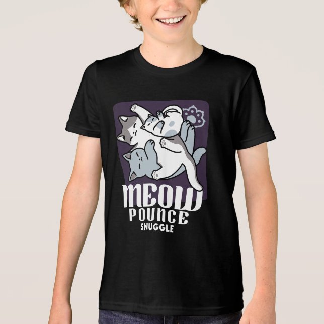 Meow Poung Snuckning - Cute Sleeping Cats T Shirt (Framsida)