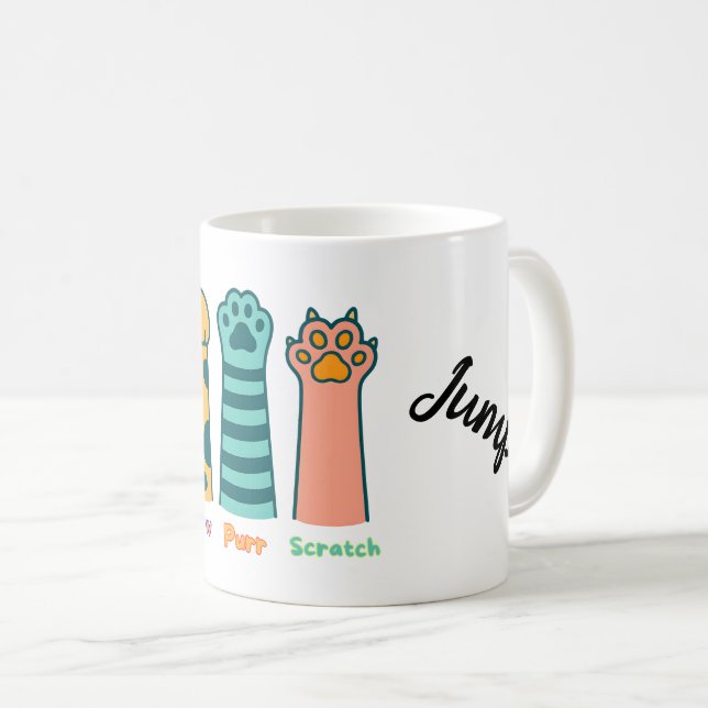 Meow Purr Scratch - Cute Funny Cat Tass Mugg (Framsida höger)