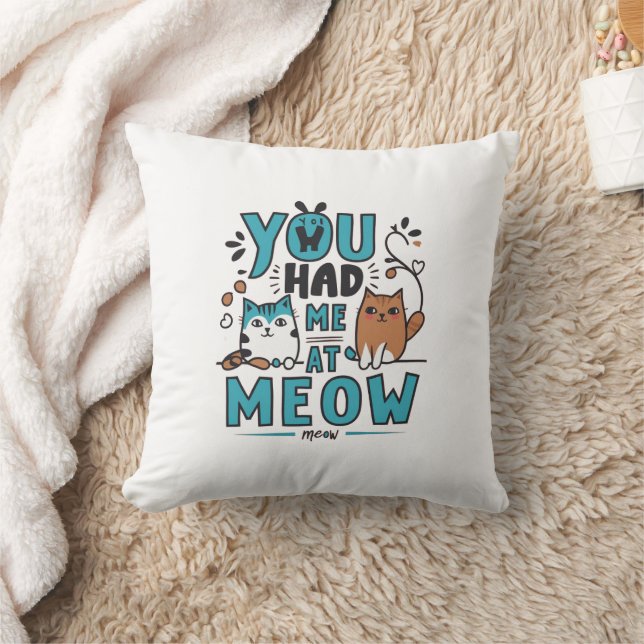 Meow Quote Pillow Kudde (Filt)