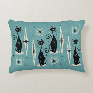 Meow Retro Atomic Cats - Blue Prydnadskudde