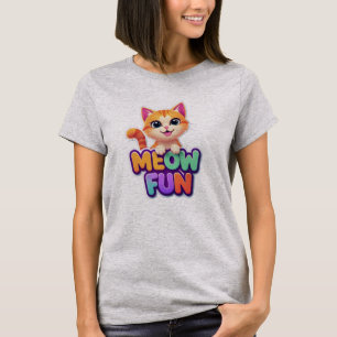 Meow Roligt - Söt Leende Katt T-Shirt