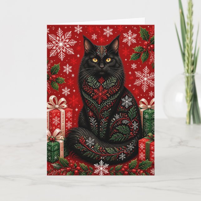 Meow-ry och ljust julkort helgkort (Framsida)