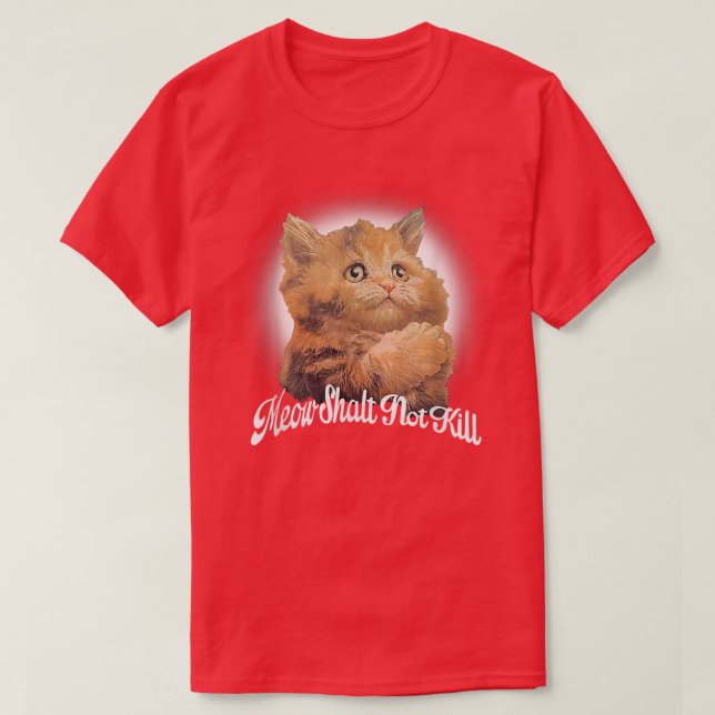 Meow Shalt Not Kill Cute Cat Lover  T Shirt (Design framsida)