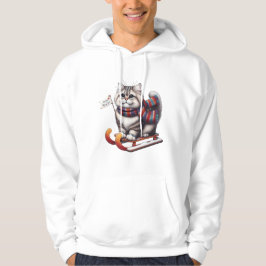 "Meow Snöhelg! Sött litet kattunge på släde med ha Hoodie