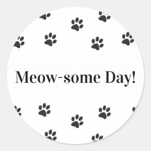 Meow-some Day Cat Tassar Runt Klistermärke
