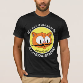 MEOW-STACHE Rolig Tecknad Mustasch Katt T Shirt