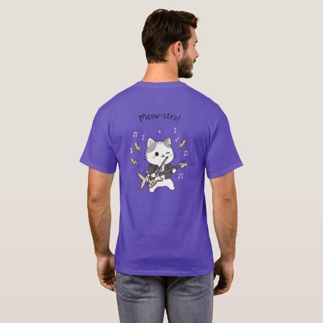 Meow-stro: Rock & Roll Gitarrhjälte T Shirt (Hel baksida)