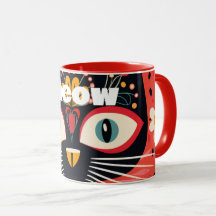 Meow-tastic Boho Retro Mid Century Blommigt Cat