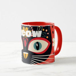 Meow-tastic Boho Retro Mid Century Blommigt Cat Mugg