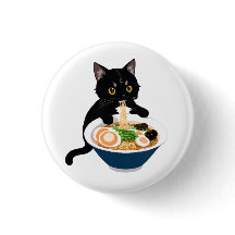 Meow-tastic Ramen Feast: Cute Cat Badge