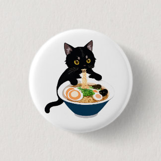 Meow-tastic Ramen Feast: Cute Cat Badge Knapp