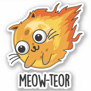 Meow-teor Funny Meteor Pun Klistermärken