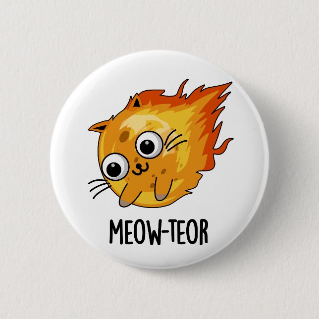 Meow-teor Funny Meteor Pun Knapp (Framsida)