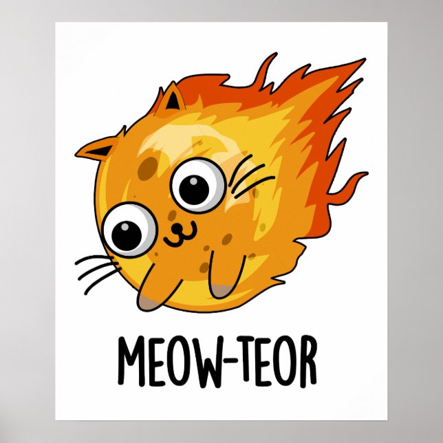 Meow-teor Funny Meteor Pun Poster (Framsidan)