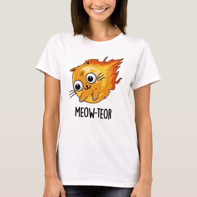 Meow-teor Funny Meteor Pun T Shirt (Framsida)