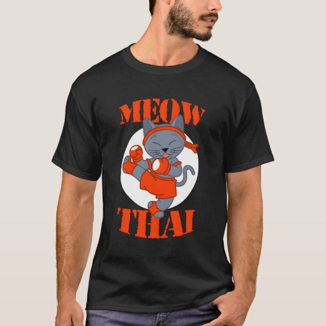 Meow Thai Cat Boxing T Shirt (Framsida)