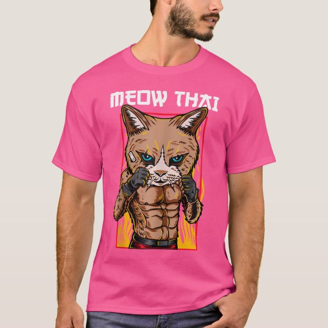 Meow Thai Cat Muay Thai T Shirt (Framsida)