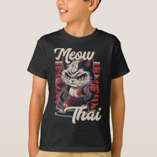 Meow Thai Fighter Cat Muay Thai Boxing Cat För man T Shirt