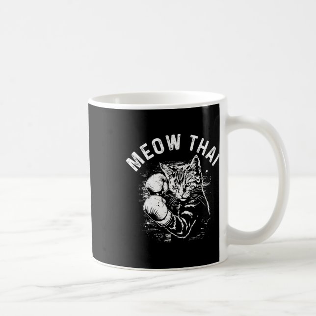 Meow Thai Funny Muay Thai Boxing Cat Martial Arts Kaffemugg (Höger)