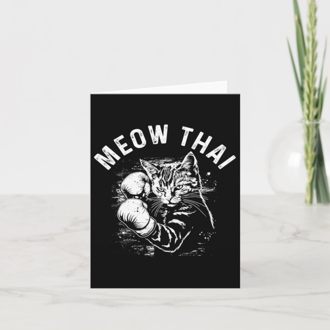 Meow Thai Funny Muay Thai Boxing Cat Martial Arts Kort (Framsida)