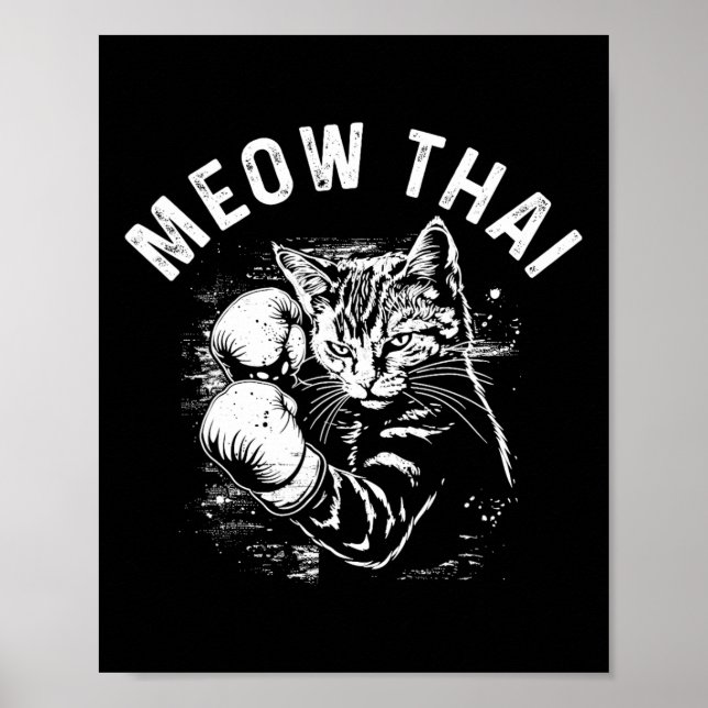 Meow Thai Funny Muay Thai Boxing Cat Martial Arts Poster (Framsidan)