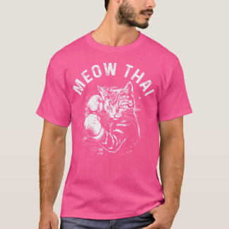 Meow Thai Funny Muay Thai Boxing Cat Martial Arts T Shirt