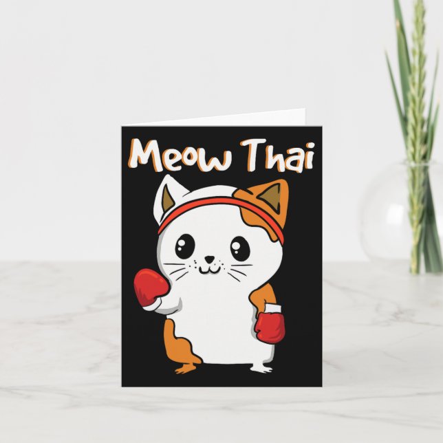 Meow Thai martial Arts Cat Jiu-jitsu Karate Fighte Kort (Framsida)