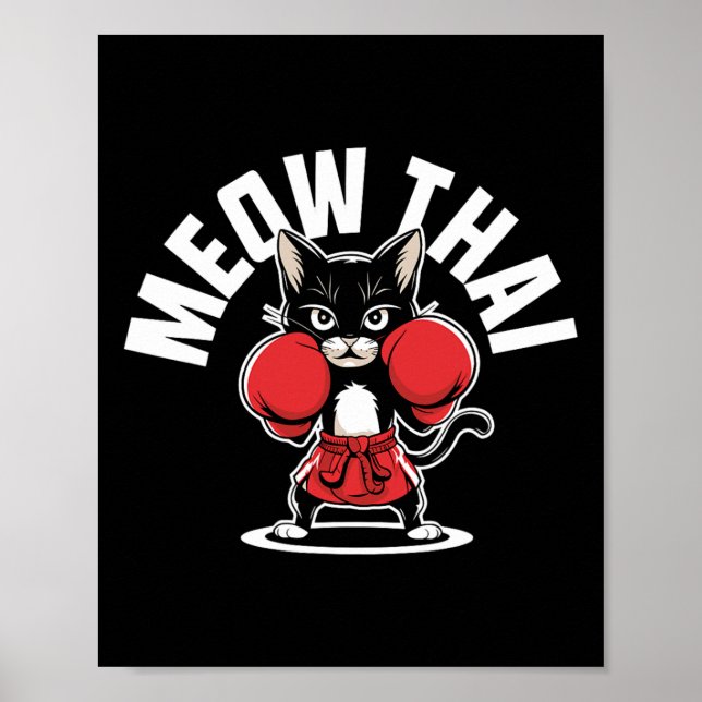 Meow Thai Muay Thai Boxing Cat Martial Arts Mma Bo Poster (Framsidan)