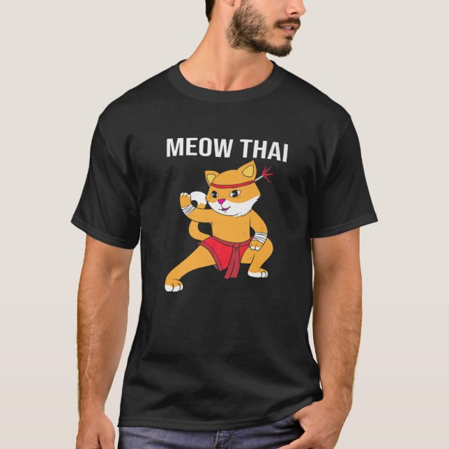 Meow Thai Muay Thai Cat T Shirt (Framsida)