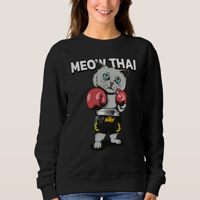 Meow Thai Muay Thai Cat Thai Boxing Fighter Champi T Shirt (Framsida)