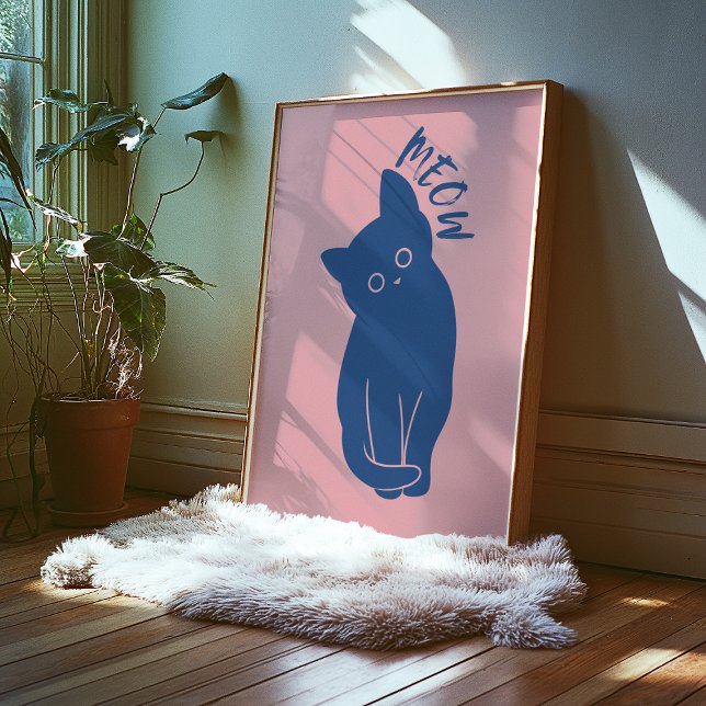 Meow | Trendigets väggkonst | Minimalistisk retro- (Skapare uppladdad)