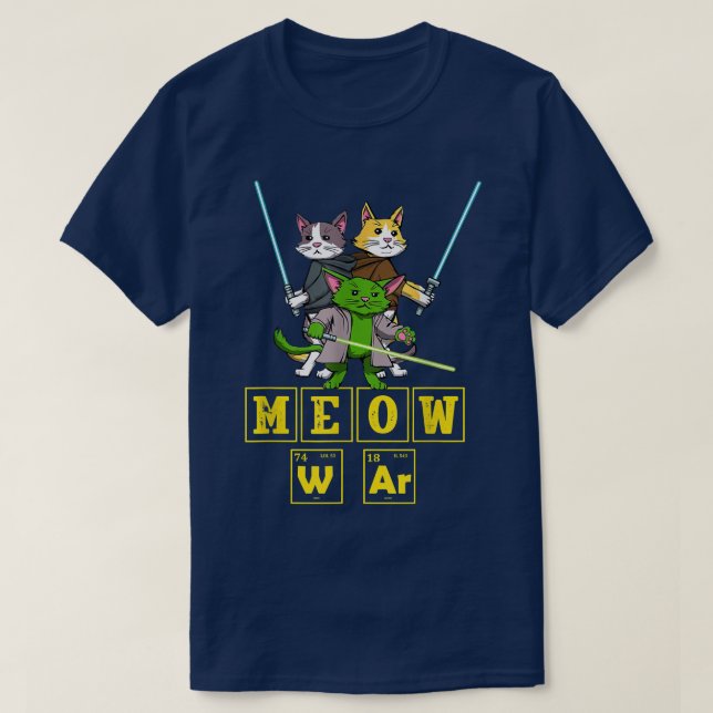 Meow Wars Funny Cat Wars  T Shirt (Design framsida)