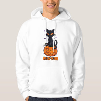 Meow-Ween Svart Katt Halloween Hoodie