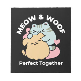 Meow & Woof Perfekt tillsammans - Cute Cat och Hun Anteckningsblock
