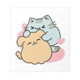 Meow & Woof Perfekt tillsammans - Cute Cat och Hun Anteckningsblock