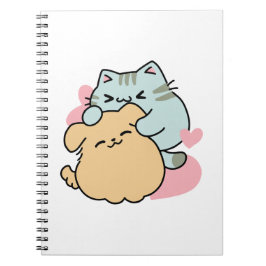 Meow & Woof Perfekt tillsammans - Cute Cat och Hun Anteckningsbok