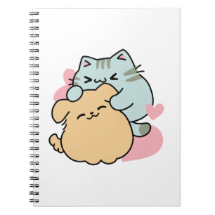 Meow & Woof Perfekt tillsammans - Cute Cat och Hun Anteckningsbok