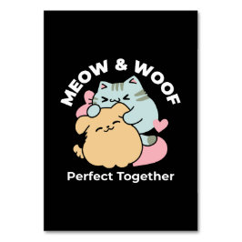 Meow & Woof Perfekt tillsammans - Cute Cat och Hun Bordsnummer