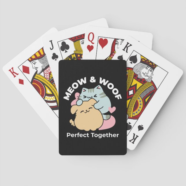 Meow & Woof Perfekt tillsammans - Cute Cat och Hun Casinokort (Baksidan)