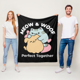 Meow & Woof Perfekt tillsammans - Cute Cat och Hun Fleecefilt