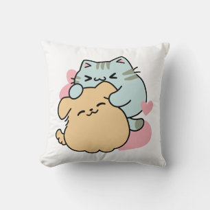Meow & Woof Perfekt tillsammans - Cute Cat och Hun Kudde