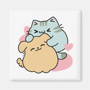 Meow & Woof Perfekt tillsammans - Cute Cat och Hun Magnet