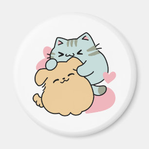 Meow & Woof Perfekt tillsammans - Cute Cat och Hun Magnet