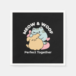Meow & Woof Perfekt tillsammans - Cute Cat och Hun Pappersservett