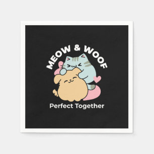 Meow & Woof Perfekt tillsammans - Cute Cat och Hun Pappersservett