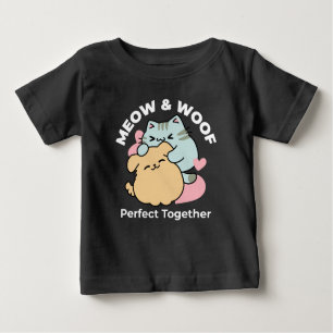 Meow & Woof Perfekt tillsammans - Cute Cat och Hun T Shirt