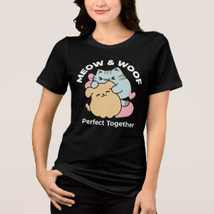 Meow & Woof Perfekt tillsammans - Cute Cat och Hun T Shirt